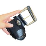Cintura vintage - vera pelle nera con fibbia oro