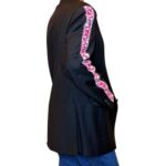 Vintage Groove Upcycling - Blazer grigio scuro - inserti Asics rosa