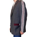 Vintage Groove Upcycling - Blazer grigio scuro - inserti Adidas bordeaux