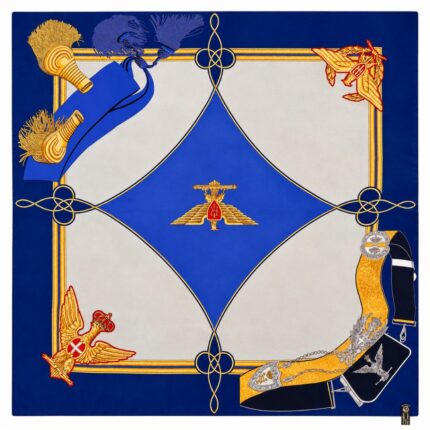 Foulard vintage blu e oro - 100% seta
