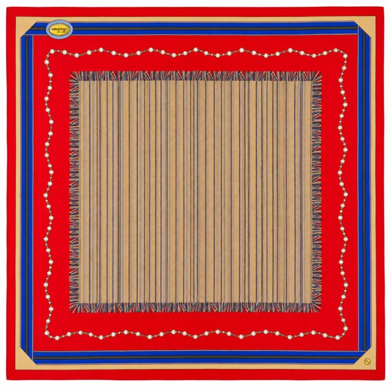 Borbonese - Foulard rosso e beige - 100% seta