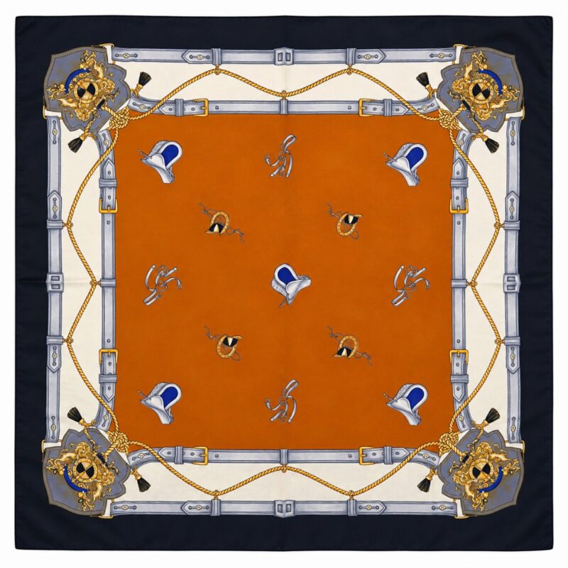 Foulard vintage nero e arancio