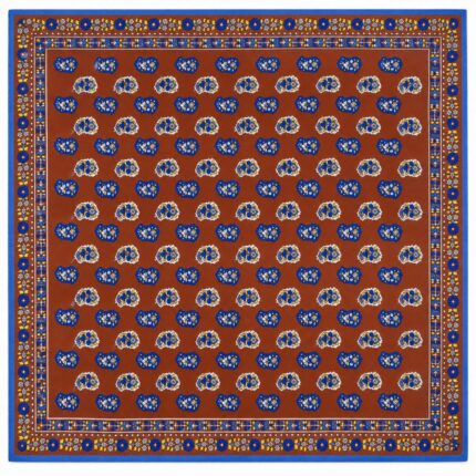 Foulard vintage marrone e azzurro - 100% seta