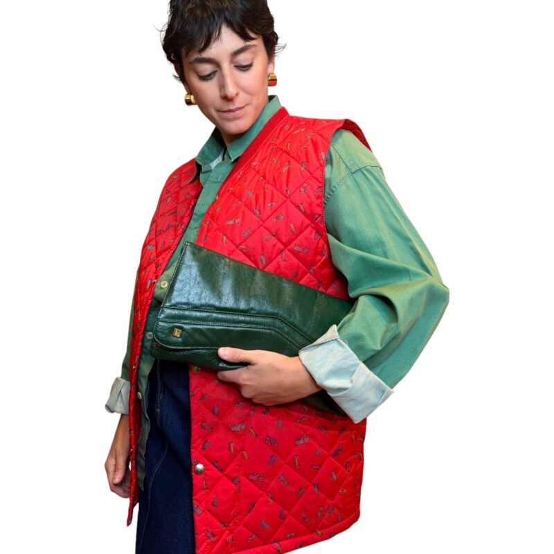 Borsa vintage - vera pelle verde