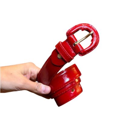 Cintura vintage - vera pelle verniciata rossa