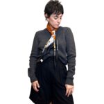 Foulard vintage nero e arancio - immagine 3