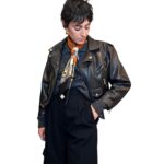 Chiodo in vera pelle nero corto