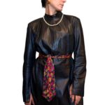 Abito in vera pelle nero con spalline