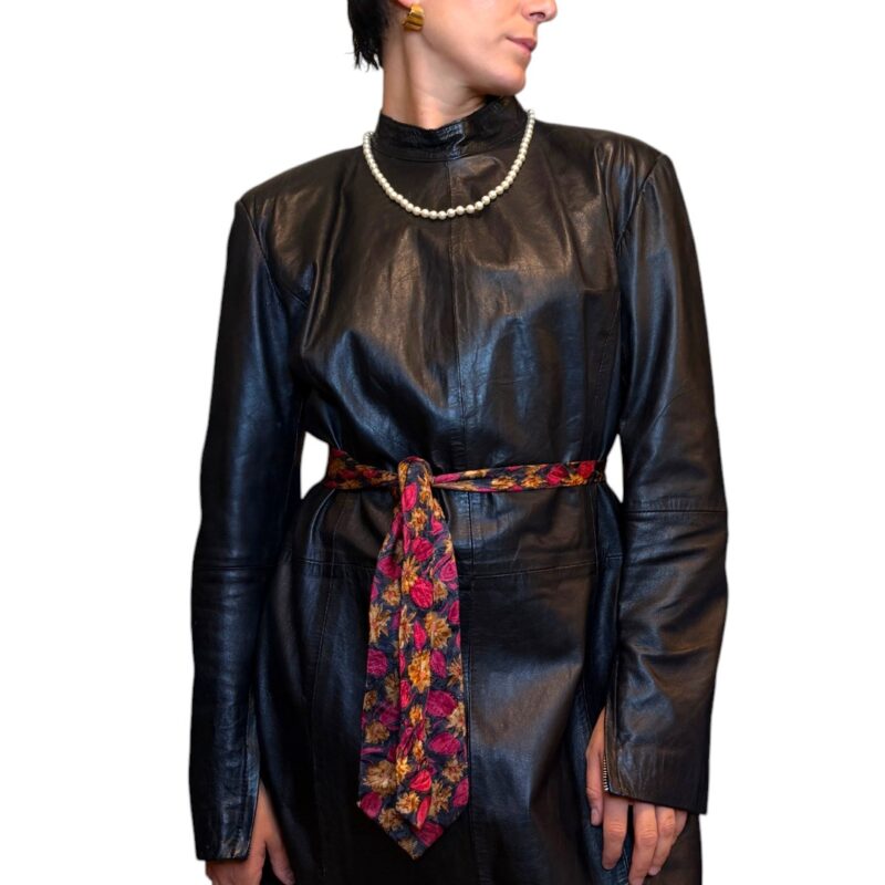 Abito in vera pelle nero con spalline