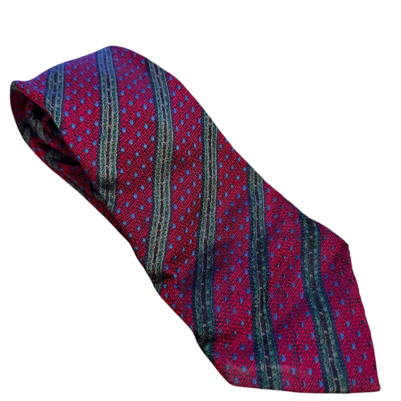 Missoni - cravatta vintage rossa e verde - 100% seta