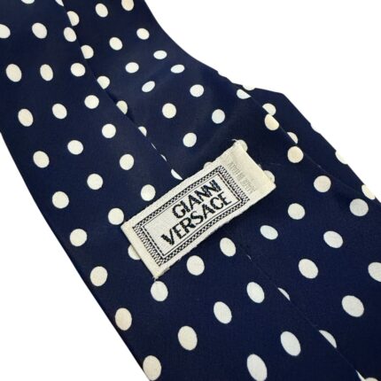 Gianni Versace - cravatta vintage blu a pois - 100% seta