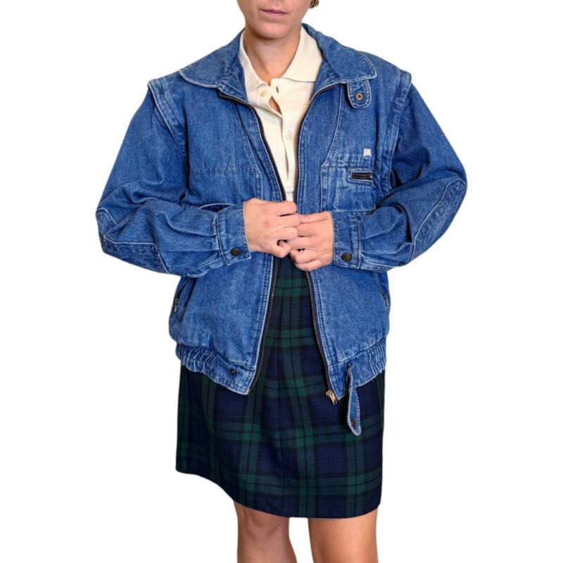Giacca vintage in denim con maniche staccabili