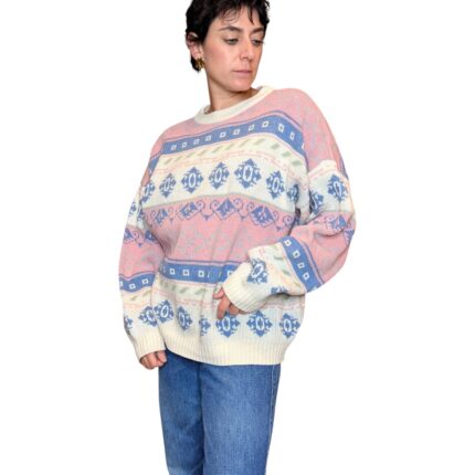 Maglione vintage - rosa e azzurro