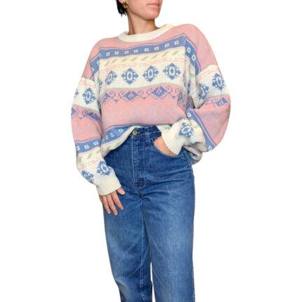 Maglione vintage - rosa e azzurro