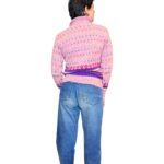 Benetton - Maglione vintage rosa con colletto - 100% lana