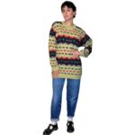 Maglione vintage verde fantasia