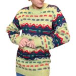 Maglione vintage verde fantasia