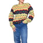 Maglione vintage verde fantasia