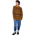 Maglione vintage senape e bordeaux