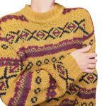 Maglione vintage senape e bordeaux