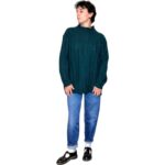 Maglione vintage intrecciato verde petrolio