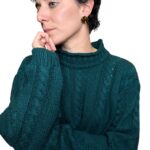 Maglione vintage intrecciato verde petrolio