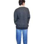 Maglione vintage girocollo grigio scuro e bordeaux