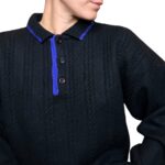 Maglione vintage intrecciato nero con colletto