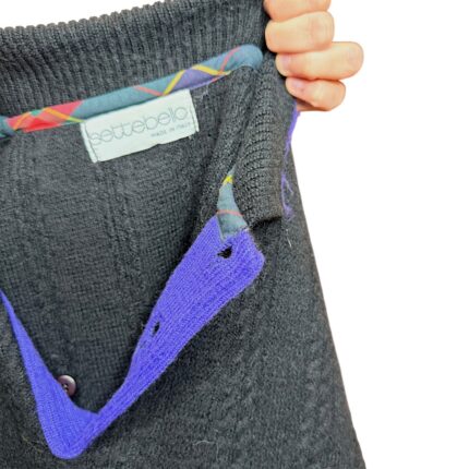 Maglione vintage intrecciato nero con colletto