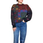 Maglione vintage nero fantasia