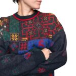 Maglione vintage nero fantasia