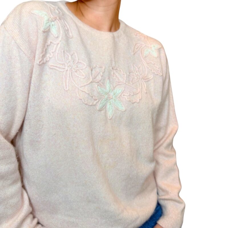 Maglione vintage rosa in angora