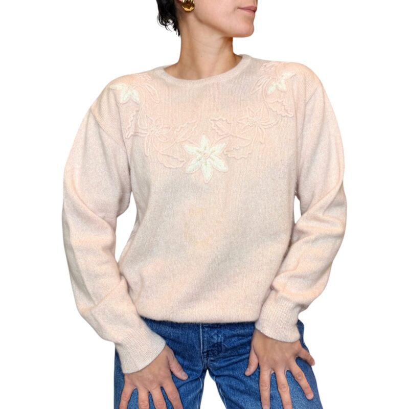 Maglione vintage rosa in angora