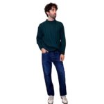 Maglione vintage intrecciato verde petrolio