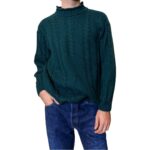 Maglione vintage intrecciato verde petrolio