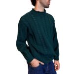 Maglione vintage intrecciato verde petrolio