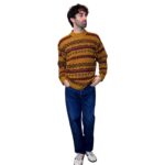 Maglione vintage senape e bordeaux