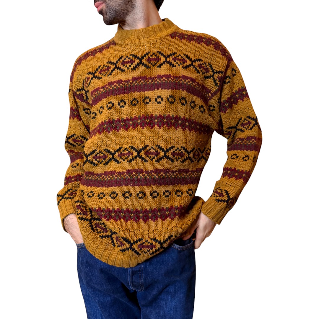 IMG_6706 Maglione vintage senape e bordeaux
