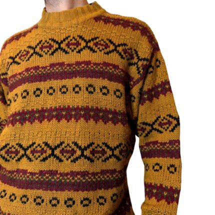 Maglione vintage senape e bordeaux