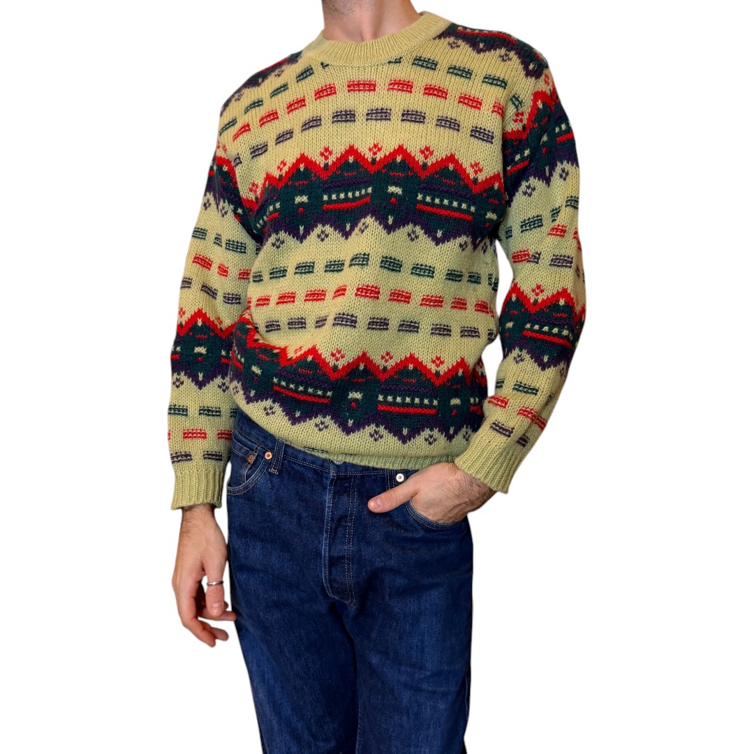IMG_6712 Maglione vintage verde fantasia
