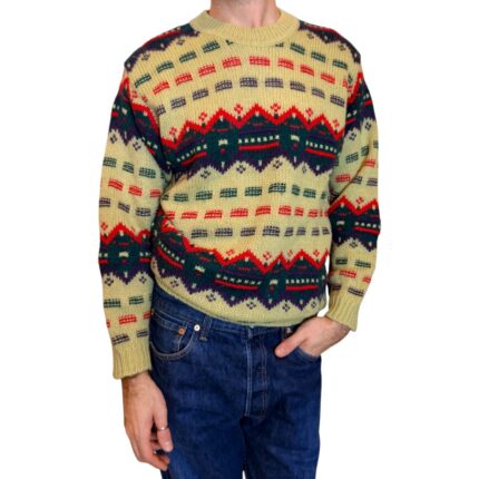 Maglione vintage verde fantasia
