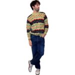 Maglione vintage verde fantasia