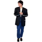 Vintage Groove Upcycling - Blazer grigio scuro - inserti Nike scritta