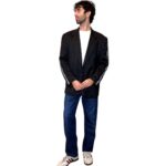 Vintage Groove Upcycling - Blazer grigio scuro - inserti Nike scritta