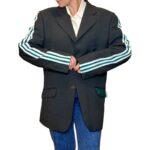 Vintage Groove Upcycling - Blazer grigio - inserti Adidas verde