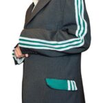 Vintage Groove Upcycling - Blazer grigio - inserti Adidas verde