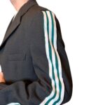 Vintage Groove Upcycling - Blazer grigio - inserti Adidas verde