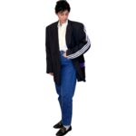 Vintage Groove Upcycling - Blazer grigio scuro - inserti Adidas viola