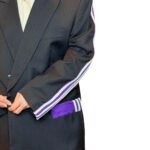 Vintage Groove Upcycling - Blazer grigio scuro - inserti Adidas viola